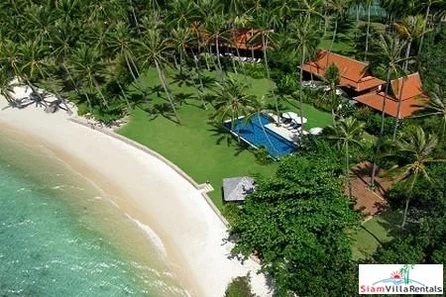 Thai Style Beachfront Pool Villa with Three or Six Bedrooms and Private Tennis Court in Laem Sor, Samui