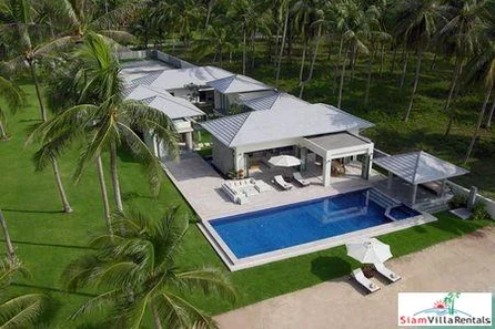 Contemporary Beachfront Pool Villa with Three or Five Bedrooms and Private Tennis Court in Laem Set, Samui