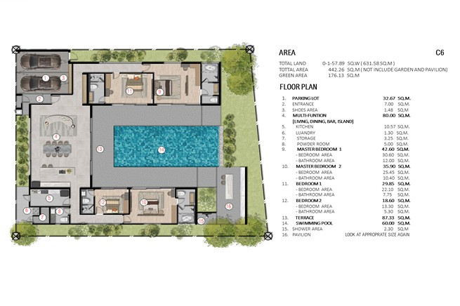 Expansive private swimming pools luxurious villas feature 4 Bed master bathrooms with bathtubs-10