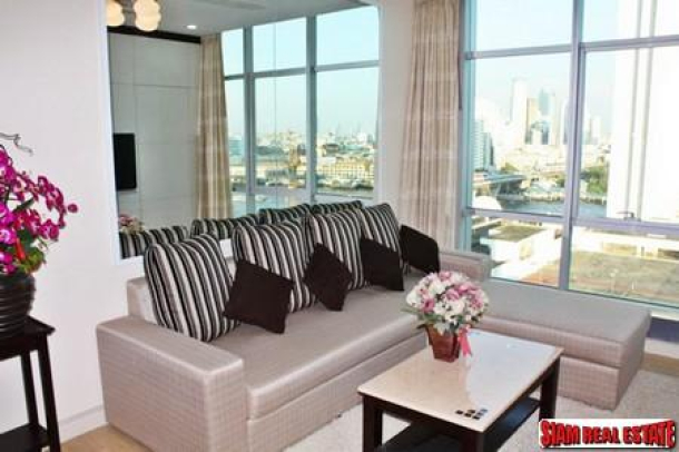 Baan Sathorn Chaophraya | Two Bedroom, Two Bathroom Condo for Rent, High Floor & Great View of Chao Phraya River-2