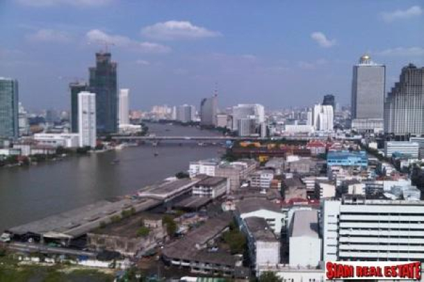Gorgeous view of Chaophraya River and Saphan Taksin view from 24th floor, two bedrooms, two bathrooms condo for Sale, close to Bangkok Central Pier, and Skytrain - Saphan Taksin Station-1