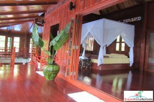 Beautiful Teak House with Four Bedrooms for Rent in the Nai Harn Hills-2