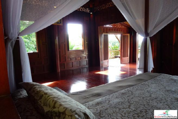 Beautiful Teak House with Four Bedrooms for Rent in the Nai Harn Hills-19