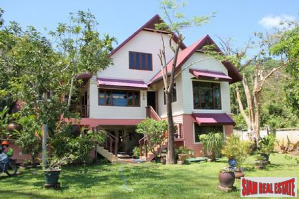 Beautiful Three Bed Sea View Thai Country Stlye House with Large Gardens at Koh Sirey-1