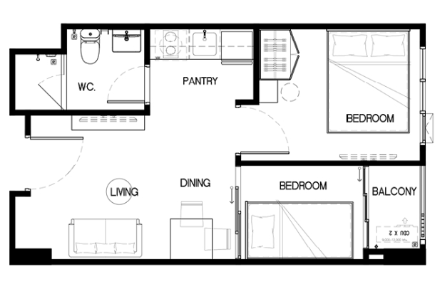 Siamese 39 | Sunny One Bedroom Loft Style Condo with Small Garden on Sukhumvit 39-23